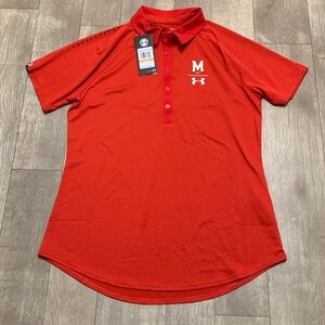 NWT Under Armour Maryland Terps  Golf Polo Loose  Performance Short Sleeve Shirt